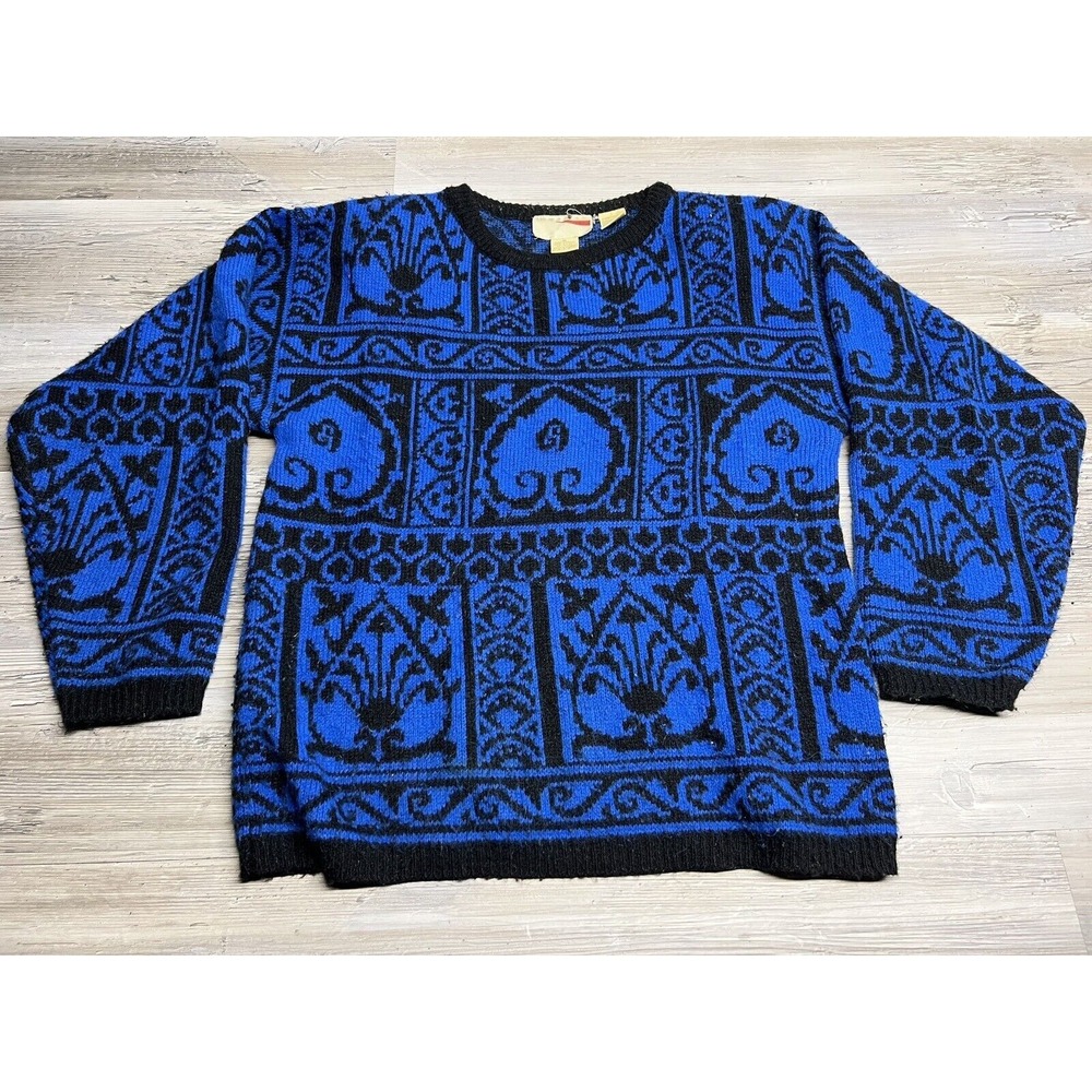 Vintage‎ Nilani Women's Sweater Baroque Pattern Size Small Shoulder Pads